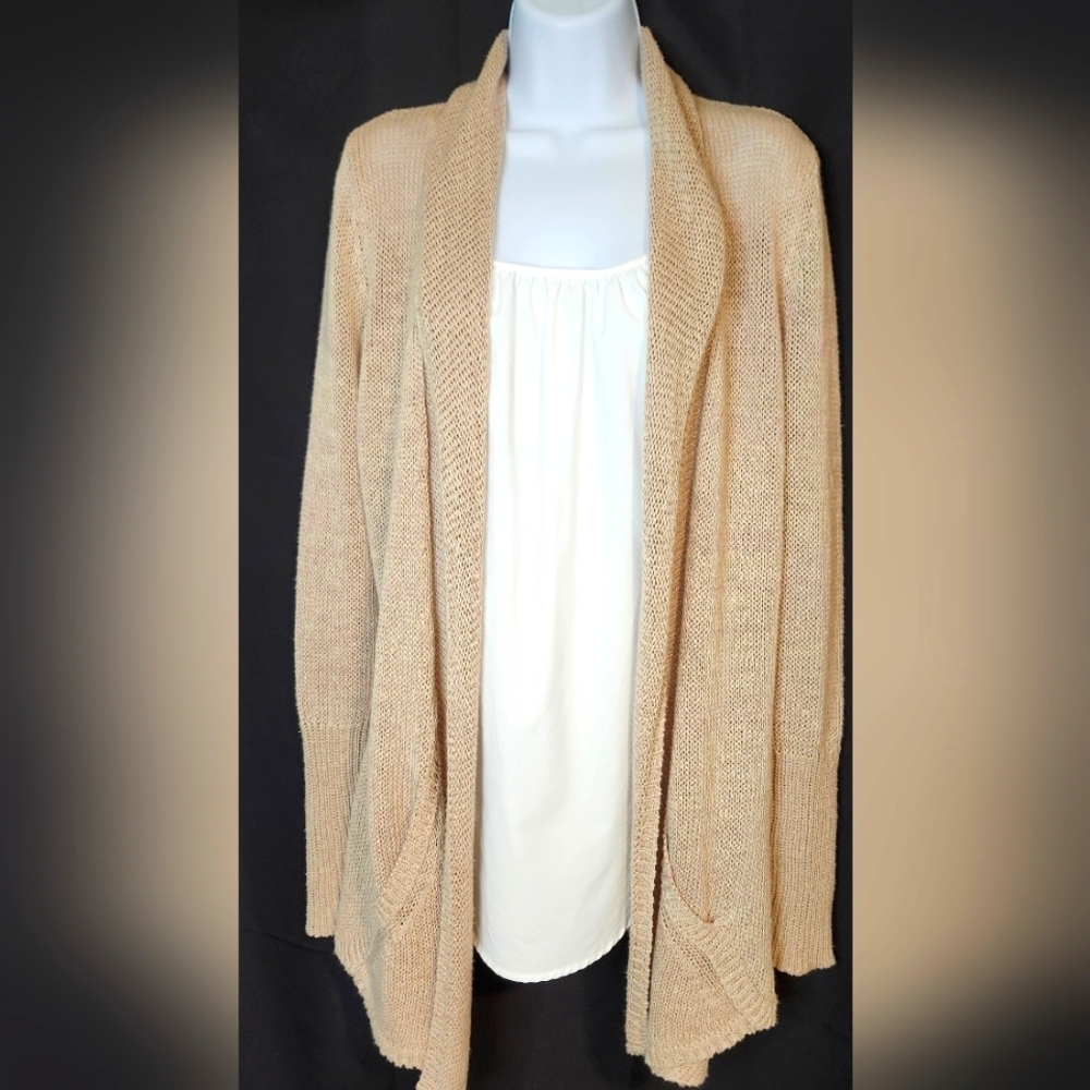 Angel of the North Anthropologie Tan Boho Beach‎ Cardigan Womens Small Lagenlook